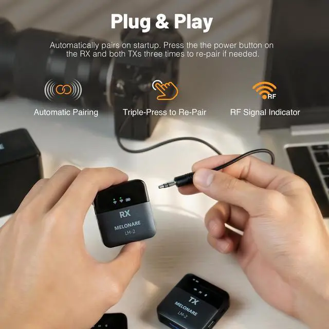 Alt view image 6 of 7 - Portable Wireless Lavalier Microphone LM-2