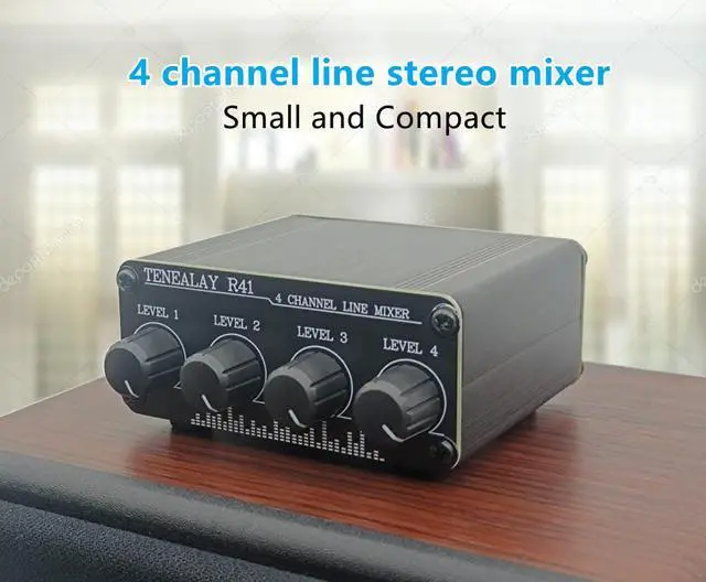 Alt view image 2 of 6 - 4-Channel RCA Audio mixer Stereo line levels control Box mini passive mixer R41