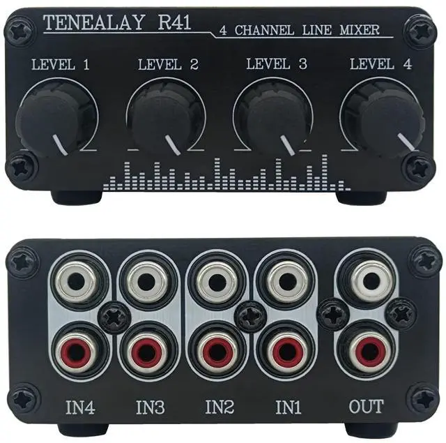 Main image of 4-Channel RCA Audio mixer Stereo line levels control Box mini passive mixer R41