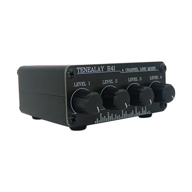 Alt view image 3 of 6 - 4-Channel RCA Audio mixer Stereo line levels control Box mini passive mixer R41