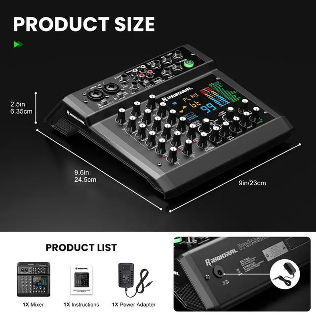 Alt view image 7 of 7 - 6 Channel Audio Interface Mixer Sound Board 99 DSP Digital Effects With 48khz/24bit Bluetooth USB Rac Interface As Mp3 Player Audio Mixer Feet Switch On/off For Karaoke Dj Studio Streaming Recording