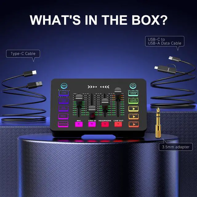 Alt view image 7 of 7 - 4K Video Capture Card with Audio Mixer, 1080P 60fps Streaming, 4K Zero-Latency Loop Out, XLR/48V Phantom Power, Voice Changer, RGB, 4 Faders, Plug & Play for Gaming/Podcast/Recording