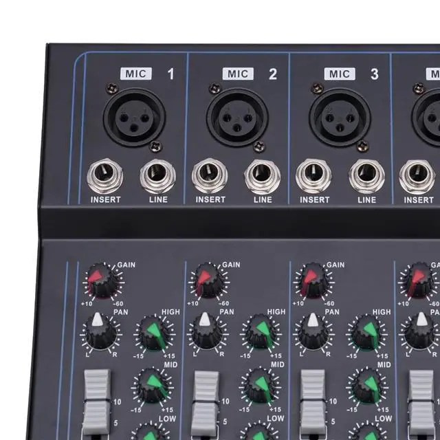 Alt view image 3 of 7 - 7 Channel Audio Mixer, Bluetooth Portable Audio Mixer w/USB DJ Sound Mixing Console MP3 Jack 48V Power for Computer Recording, Sounds Mixer Board For Studio Recording