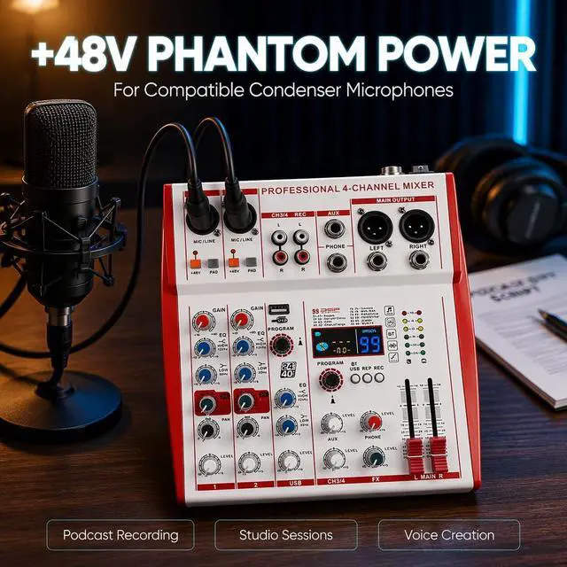 Alt view image 5 of 7 - MW4 Professional 4 Channel Audio Mixer