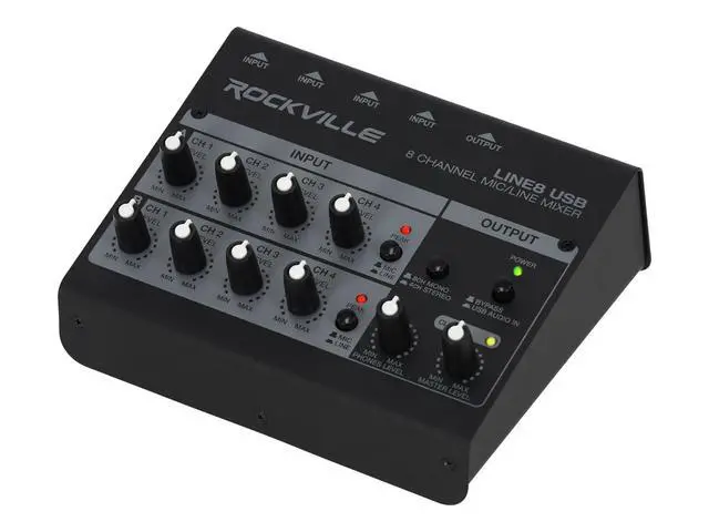 Alt view image 2 of 3 - LINE8 USB 8 Channel Mic/Line Mixer with USB Computer Recording Interface (8 Mono or 4 Stereo Channels)