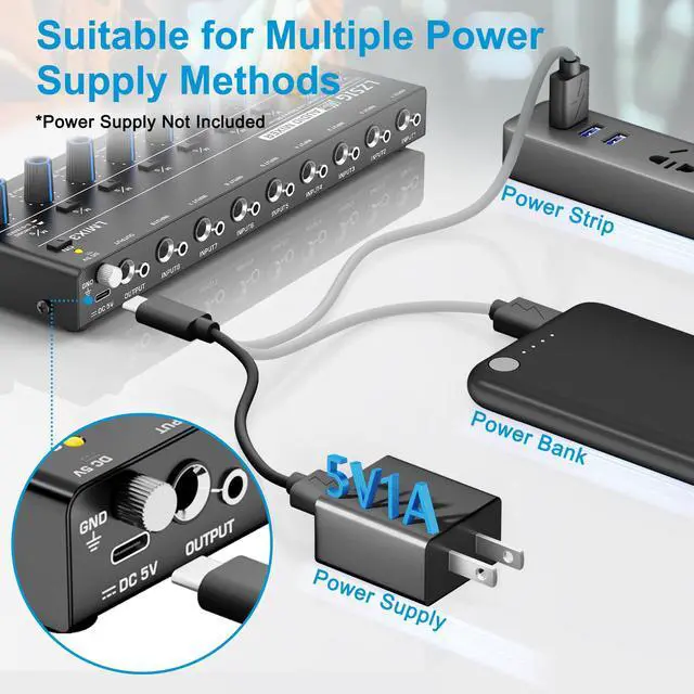 Alt view image 5 of 7 - Mini Audio Mixer, Ultra Low-Noise, 8-Channel, 8 IN 1 OUT