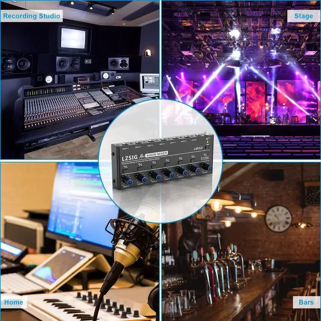 Alt view image 7 of 7 - Mini Audio Mixer, Ultra Low-Noise, 6-Channel, 6 IN 1 OUT