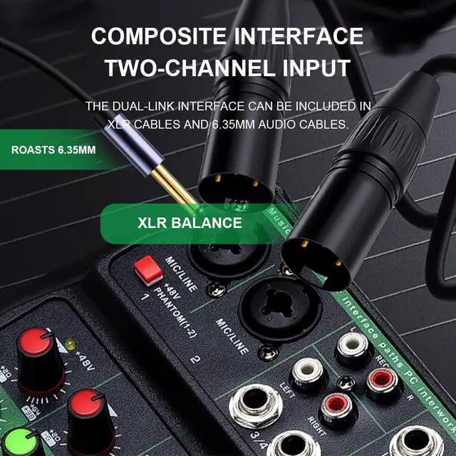 Alt view image 2 of 7 - 4 Channel Professional mixer audio 99DSP Bluetooth U disk 48V Phantom Power Source USB recording,dj mixer,Suitable for beginners Live streaming (A4-G)