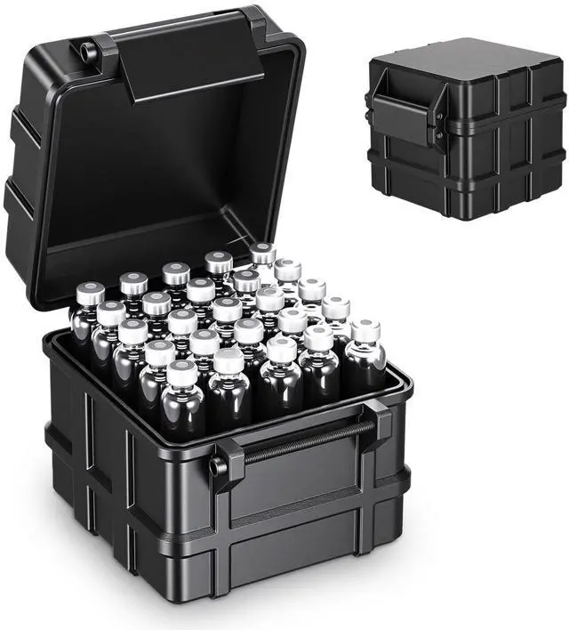 Main image of 25 Slot 3ml Vial Storage Case with Lid Pen Cartridge Peptide Case Portable Container for Fridge Freezer Safe Travel Organization Protective Box for 3ml Pen Cartridges Vials Only