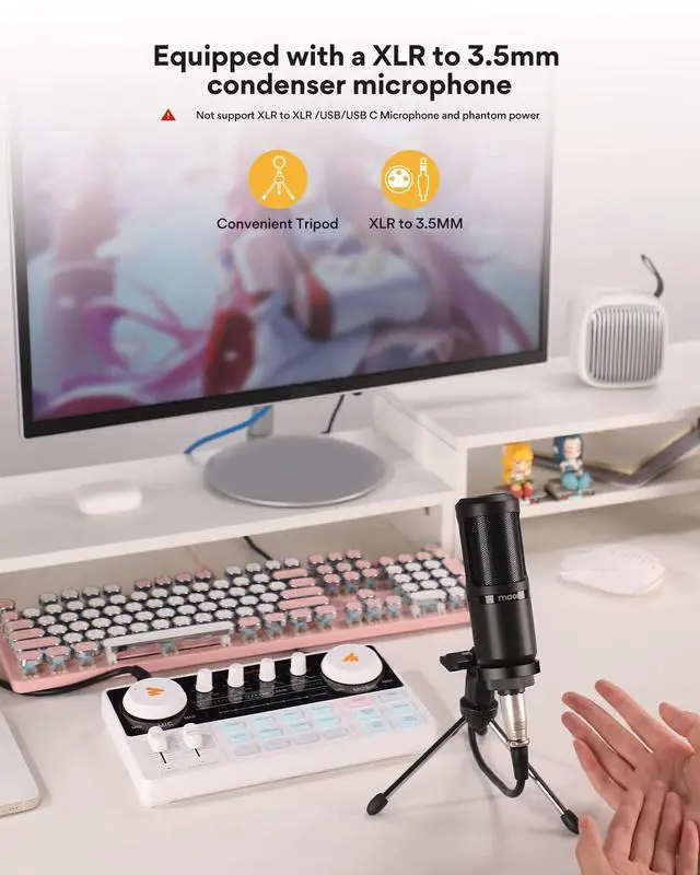 Alt view image 2 of 7 - Podcast Equipment Bundle with Audio Mixer & 3.5mm Mic for Streaming