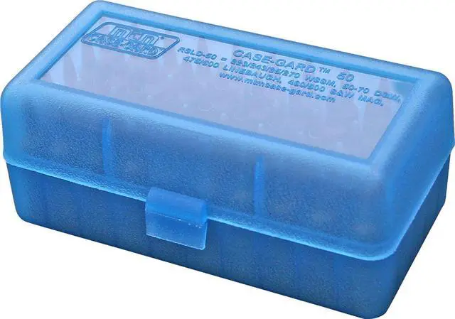 Main image of 50 Round Flip-Top Rifle Ammo Box WSM, 45-70 (Clear Blue), 3.08-Inch
