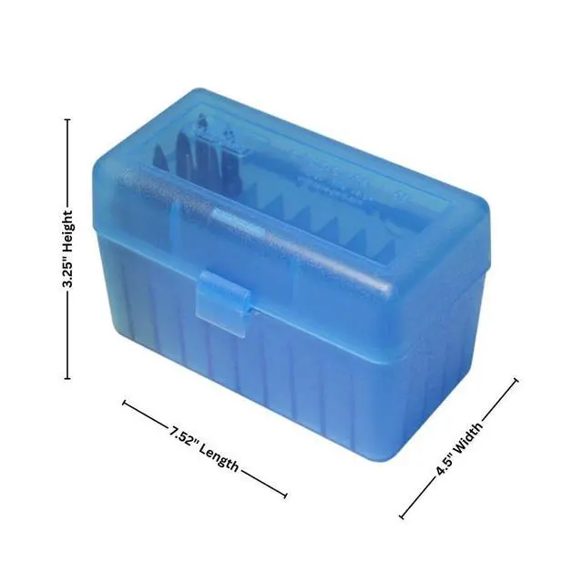 Alt view image 2 of 2 - 50 Round Flip-Top Rifle Ammo Box WSM, 45-70 (Clear Blue), 3.08-Inch