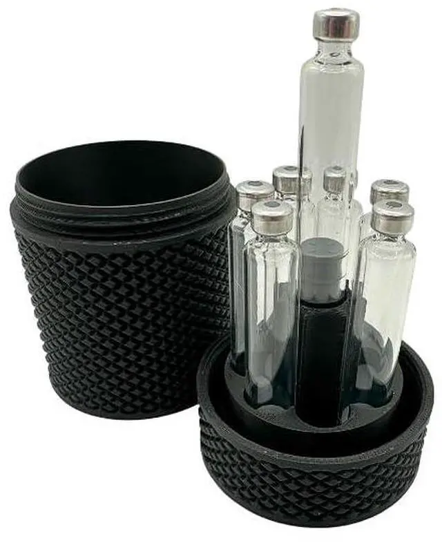 Main image of 7-Slot 3ml Injection Pen Cartridge Storage Tube with Purge Tower | Screw-Top Case for Pen Cartridges (Not Standard Peptide Vials) (Stealth Black)