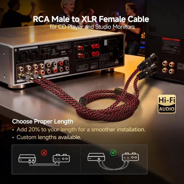 Alt view image 7 of 7 - HiFi RCA to XLR Audio Cable with 4-Core OFC for Audiophile,3ft/1m