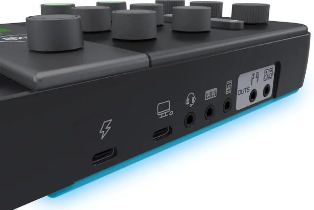 Alt view image 5 of 7 - M-Caster Live Portable Streaming Mixer, Ultra-Compact, USB Connectivity, Customizable RGB Lighting, Connects to Smartphone (Black - 2053280-00) Bundle with 1-YR CPS Enhanced Protection Pack