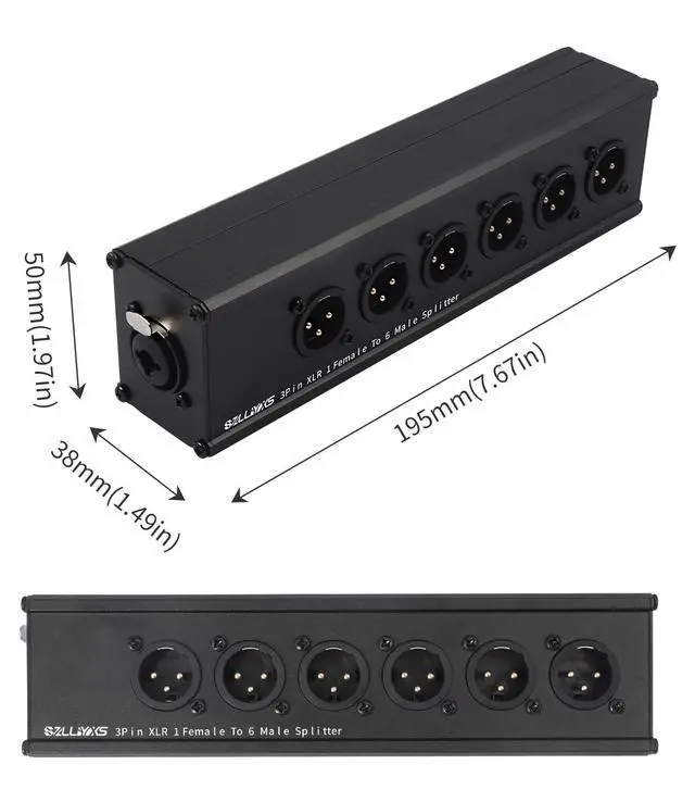 Alt view image 6 of 7 - 3Pin XLR 1/4 TRS Female to 6 XLR Male 1 in 6out Splitter Adapter,Professional Balanced Parallel 6Way XLR Single Input to six Output Connection Adapter for Mixer, Microphone, Audio Player