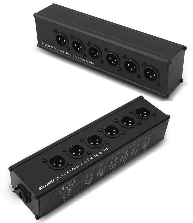 Alt view image 7 of 7 - 3Pin XLR 1/4 TRS Female to 6 XLR Male 1 in 6out Splitter Adapter,Professional Balanced Parallel 6Way XLR Single Input to six Output Connection Adapter for Mixer, Microphone, Audio Player