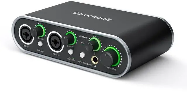 Main image of MV-Mixer Dual-Channel XLR Audio Interface Mixer for Mac PC Recording Studio Singers Musicians Podcasters Guitar Sound Equipment, Real-Time and Playback Monitoring Music Production Software