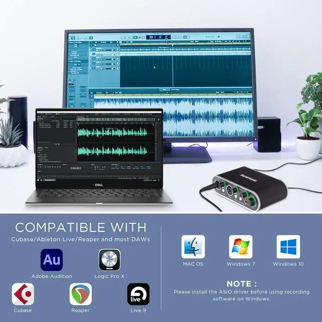 Alt view image 4 of 7 - MV-Mixer Dual-Channel XLR Audio Interface Mixer for Mac PC Recording Studio Singers Musicians Podcasters Guitar Sound Equipment, Real-Time and Playback Monitoring Music Production Software