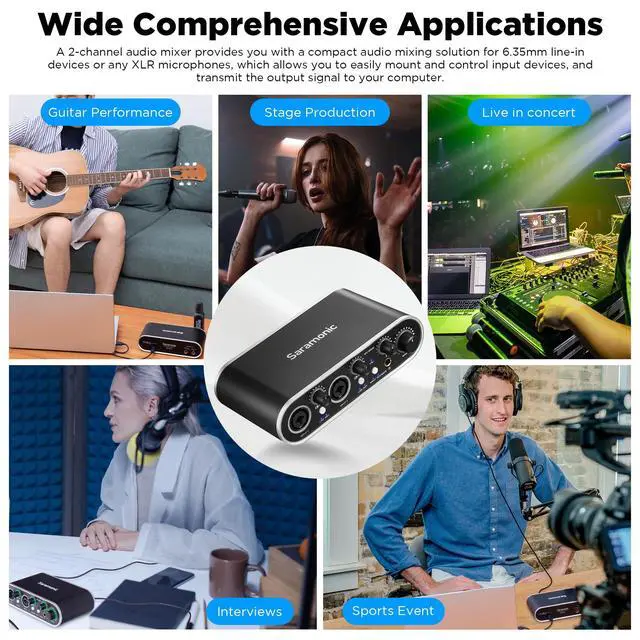 Alt view image 7 of 7 - MV-Mixer Dual-Channel XLR Audio Interface Mixer for Mac PC Recording Studio Singers Musicians Podcasters Guitar Sound Equipment, Real-Time and Playback Monitoring Music Production Software