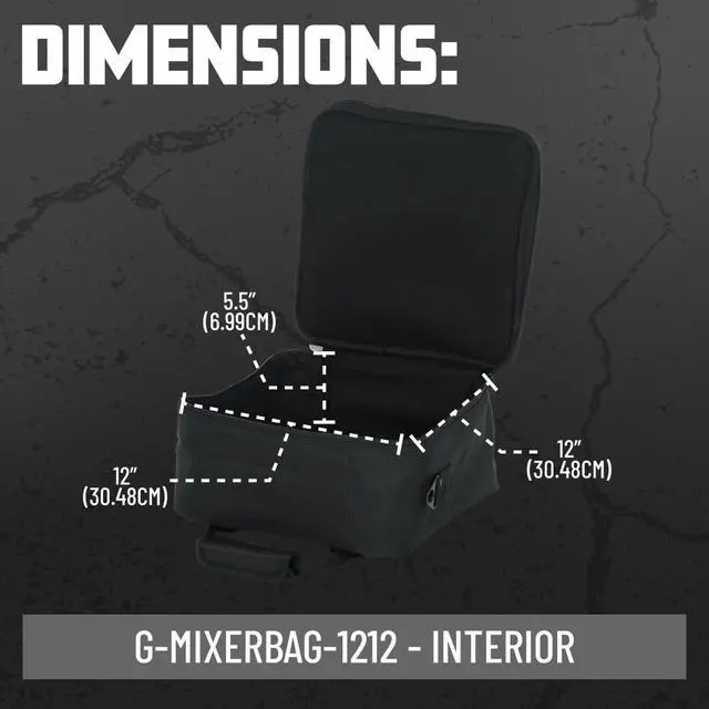 Alt view image 5 of 7 - Cases Padded Nylon Mixer/Gear Carry Bag with Removable Strap, 12" x 12" x 5.5" (G-MIXERBAG-1212)