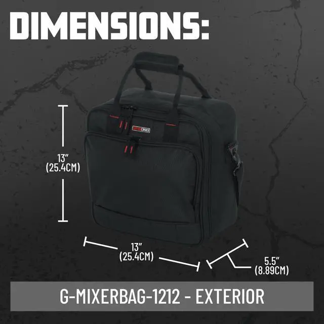 Alt view image 6 of 7 - Cases Padded Nylon Mixer/Gear Carry Bag with Removable Strap, 12" x 12" x 5.5" (G-MIXERBAG-1212)