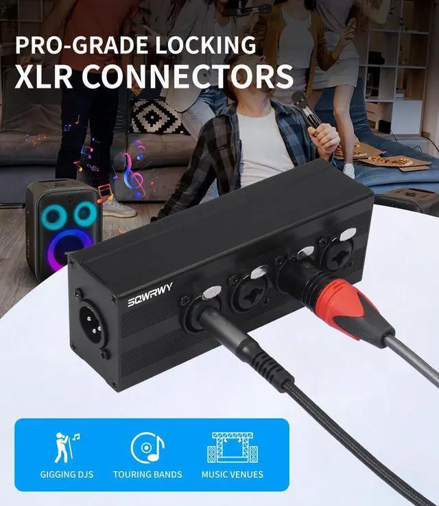 Alt view image 3 of 7 - 4-Channel Microphone Mixer - Passive Combines 4 Female XLR / 1/4" TRS Inputs into 1 XLR Male Output for Studio Recording, Podcasting, Live Sound