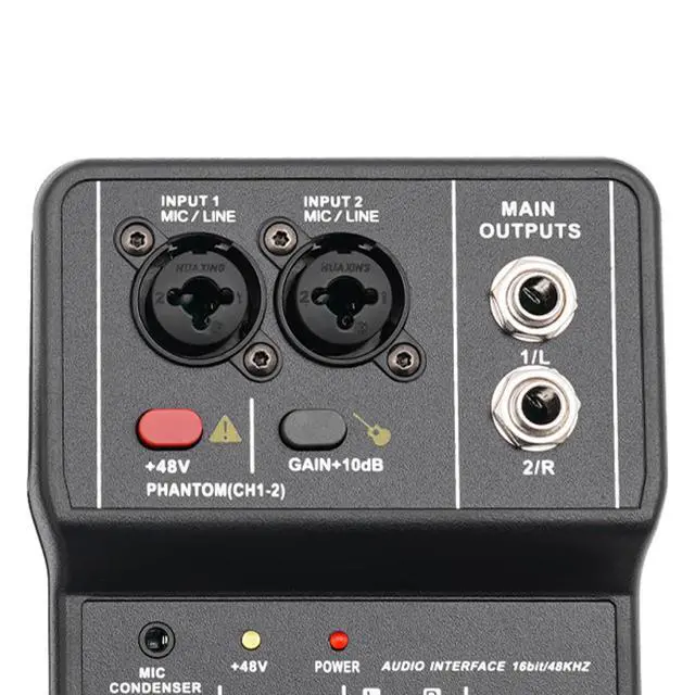 Alt view image 6 of 7 - 2 Channel Audio Mixer, Mini DJ Mixer Console with 16BIT/48KHZ Audio Resolution, Pro Mixing Console Controller Mixer Board High Compatibility for Laptop Tablet Mobile Karaoke Music Production