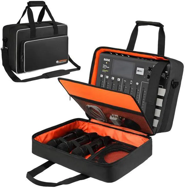 Main image of Large Audio Mixer Travel Case Compatible with RODECaster Pro,RODECaster Pro II,TC-Helicon GoXLR,Podcast Mixer Case Protective DJ Mixer Storage Bag for Microphones and More Podcast Equipment