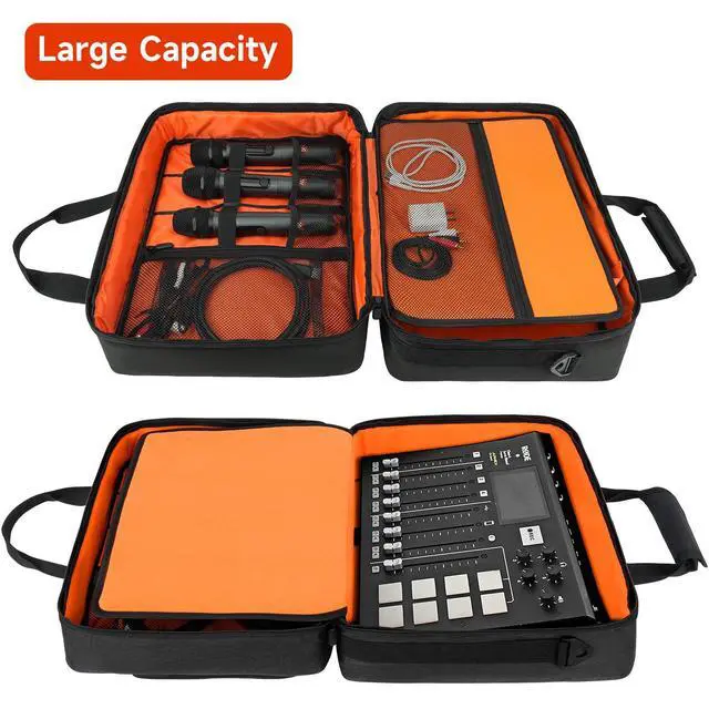 Alt view image 3 of 7 - Large Audio Mixer Travel Case Compatible with RODECaster Pro,RODECaster Pro II,TC-Helicon GoXLR,Podcast Mixer Case Protective DJ Mixer Storage Bag for Microphones and More Podcast Equipment