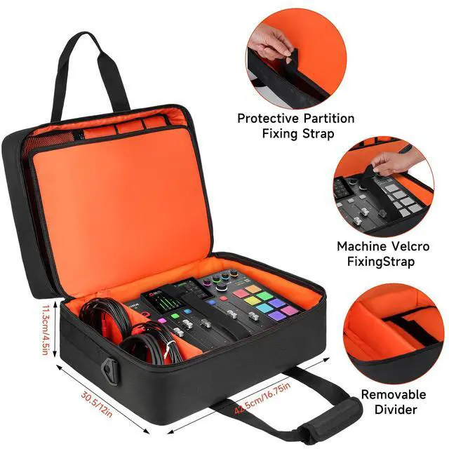 Alt view image 4 of 7 - Large Audio Mixer Travel Case Compatible with RODECaster Pro,RODECaster Pro II,TC-Helicon GoXLR,Podcast Mixer Case Protective DJ Mixer Storage Bag for Microphones and More Podcast Equipment