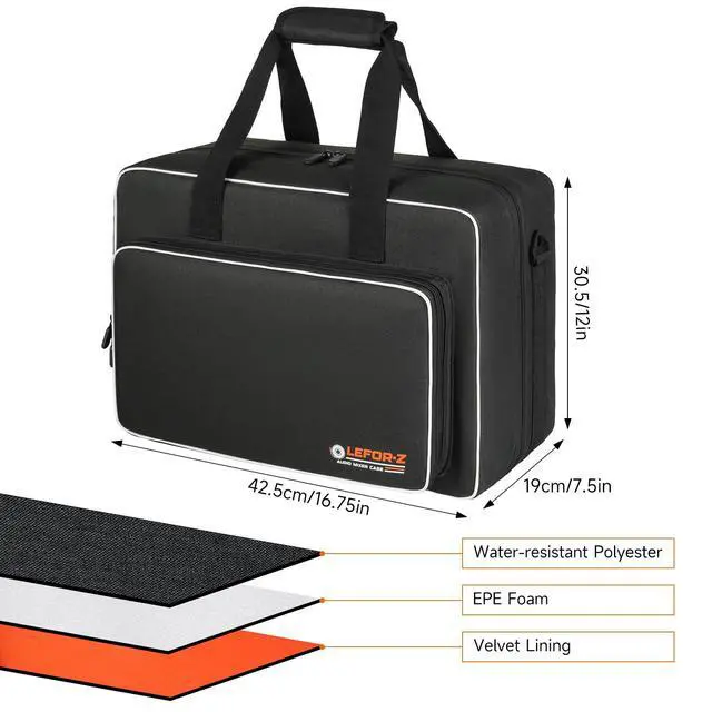 Alt view image 6 of 7 - Large Audio Mixer Travel Case Compatible with RODECaster Pro,RODECaster Pro II,TC-Helicon GoXLR,Podcast Mixer Case Protective DJ Mixer Storage Bag for Microphones and More Podcast Equipment