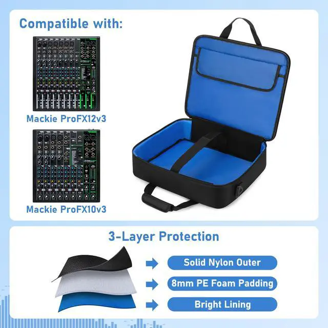 Alt view image 2 of 7 - Mixer Travel Bag Compatible with Mackie ProFX12v3/ProFX10v3