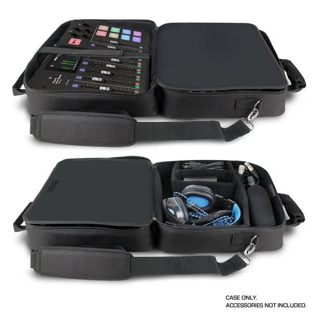 Alt view image 2 of 7 - Audio Mixer Case Fits RODECaster Pro II, Pro & Duo, GoXLR, & more Podcast Equipment - Podcast DJ Travel Bag with Customizable Interior, Scratch-Resistant Interior, Shoulder Strap (Black)