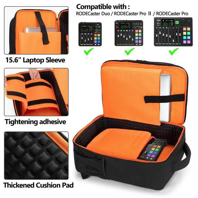 Alt view image 2 of 7 - Audio Mixer Travel Bag Compatible with RODECaster Pro/Pro II/RC Duo