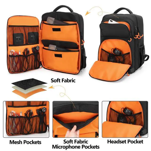 Alt view image 3 of 7 - Audio Mixer Travel Bag Compatible with RODECaster Pro/Pro II/RC Duo