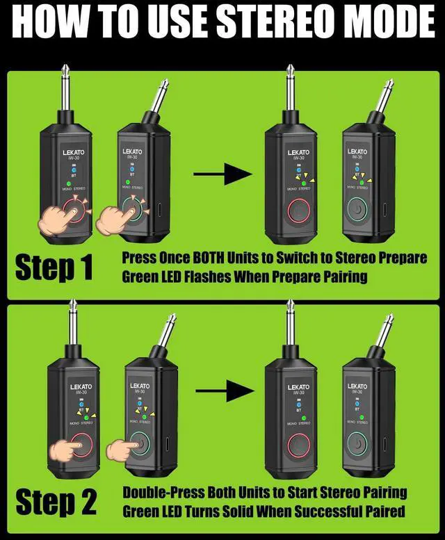 Alt view image 2 of 7 - Dual iW-30 Bluetooth Receivers with 1/4" TS Plug, BT 5.3 Wireless Audio Adapter, 48kHz/24bit Stereo Audio, for Audio Mixer, PA Speaker, DJ System,165ft Range,15H Battery Life(2 Pack for Stereo)