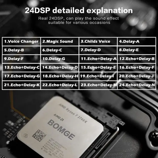 Alt view image 6 of 7 - 8 channels mini audio mixer Line Mixer,DC 5V,with MP3 Player,Bluetooth, U disk 48V,24DSP effects, USB recording Ideal for Small Clubs or Bars, Studio Recording (8 channels-BLACK)