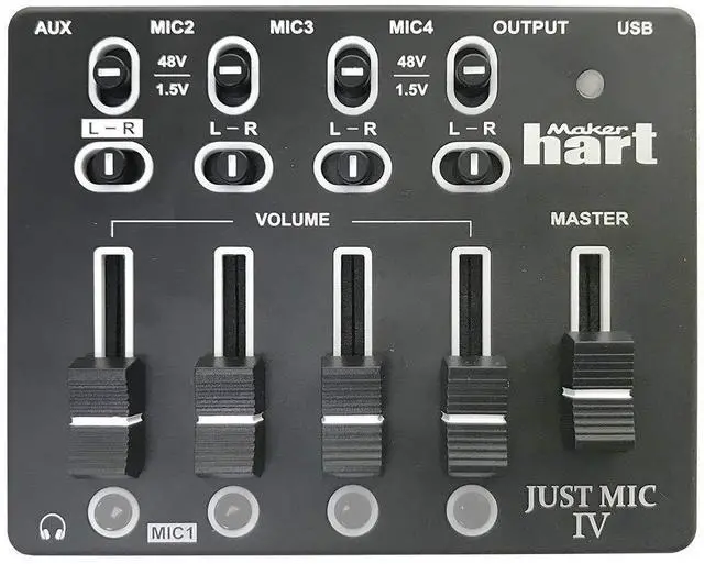 Main image of Just Mic 4 mini Microphone Mixer 4 channels/Portable Phantom power/Audio Interface