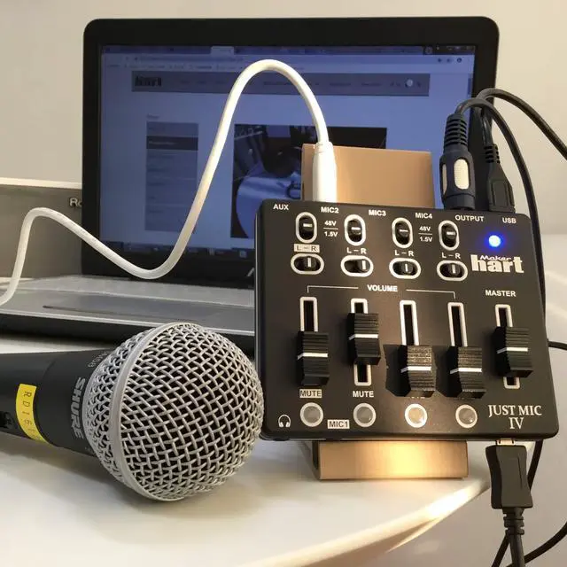 Alt view image 5 of 7 - Just Mic 4 mini Microphone Mixer 4 channels/Portable Phantom power/Audio Interface