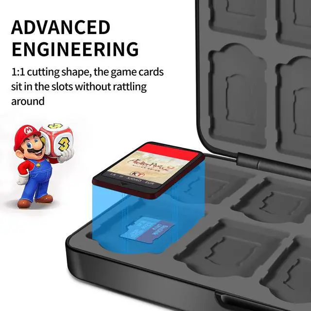 Alt view image 4 of 7 - Switch Game Case Holder with 24 Cartridge Slots and 24 Micro SD Card Storage, Slim Portable Game Organizer Traveler Gift Accessories with Magnetic Closure, Protective Hard Shell and Soft Lining