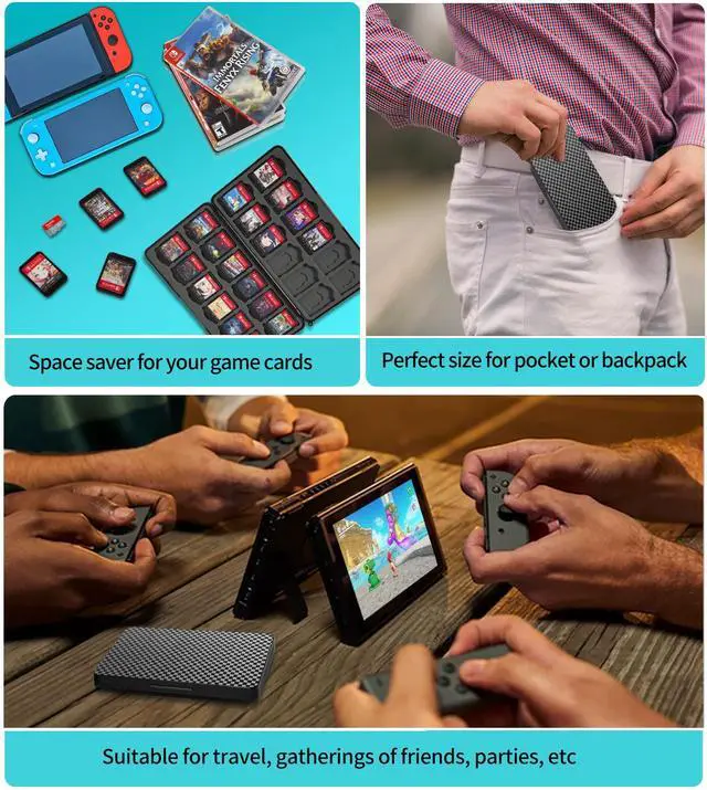 Alt view image 6 of 7 - Switch Game Case Holder with 24 Cartridge Slots and 24 Micro SD Card Storage, Slim Portable Game Organizer Traveler Gift Accessories with Magnetic Closure, Protective Hard Shell and Soft Lining