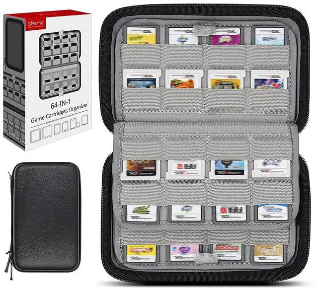 Main image of 64 DS 3DS Switch Game Case Compatible with Nintendo Game Cartridges, Cards Holder Organizer Home & Travel Safekeeping Storage Case Carrying Bag