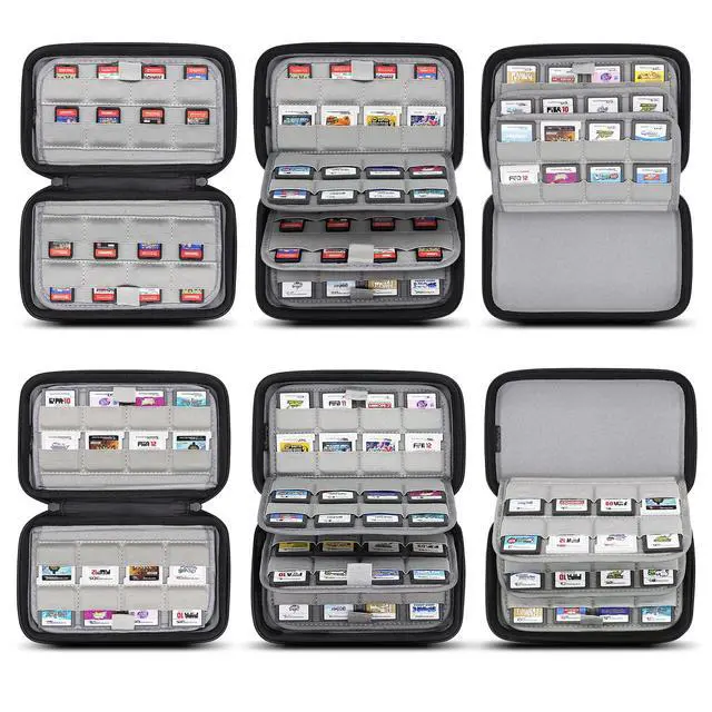 Alt view image 3 of 7 - 64 DS 3DS Switch Game Case Compatible with Nintendo Game Cartridges, Cards Holder Organizer Home & Travel Safekeeping Storage Case Carrying Bag