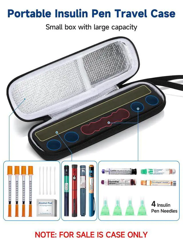 Alt view image 3 of 7 - Portable Insulin Pen Case, Holds 1 Insulin Pen, 4 Needles, and 1 Cartridge