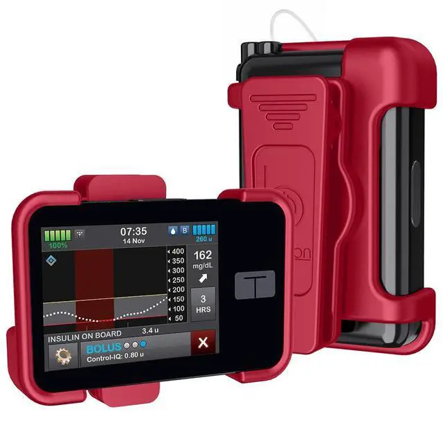 Alt view image 2 of 7 - Belt Clip Case for Tandem t:Slim X2 Pump (Strong & Durable Rotating Clip Case for Tandem Diabetes Care TSlim X2 Insulin Pump) - Limited Edition Red