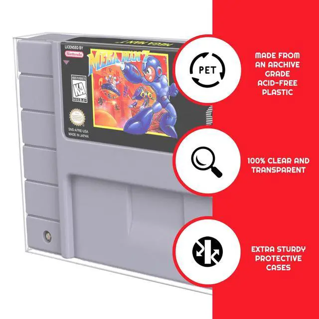 Alt view image 4 of 7 - SNES Games Cartridge Protector Compatible for Super Nintendo SNES Games Cartridge - 0.40 MM Thick, Anti-Dust, Acid-Free SNES Super Games Cart, Clear PET Case Protector by EVORETRO (Pack of 25)