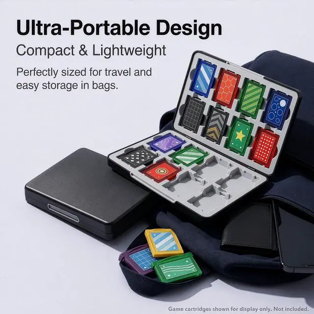 Alt view image 5 of 7 - GBA Cartridge Case Holds 16 Cartridges for Game Boy Advance Cartridges, Magnetic Game Storage Card Case with Soft Silicone Slots for GBA, Portable Travel Organizer Storage Box for GBA Collectors