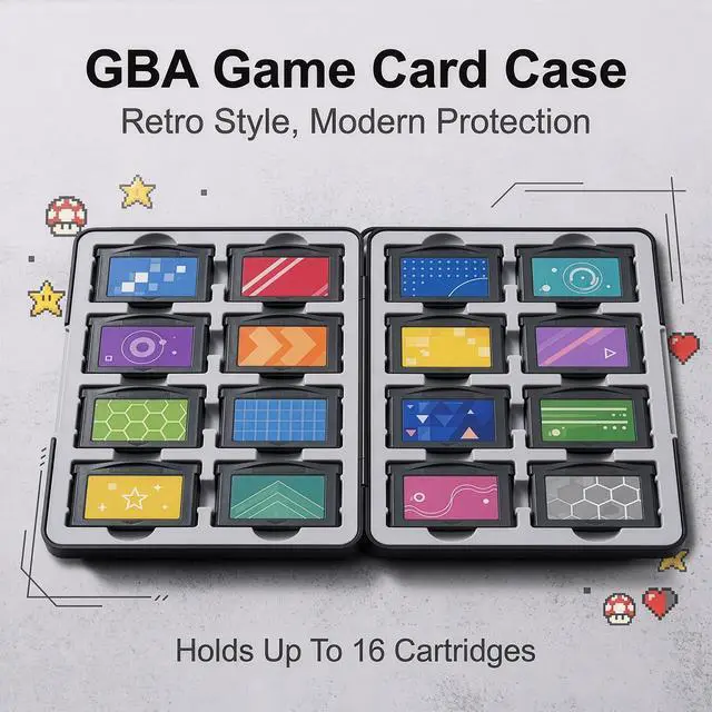 Alt view image 7 of 7 - GBA Cartridge Case Holds 16 Cartridges for Game Boy Advance Cartridges, Magnetic Game Storage Card Case with Soft Silicone Slots for GBA, Portable Travel Organizer Storage Box for GBA Collectors