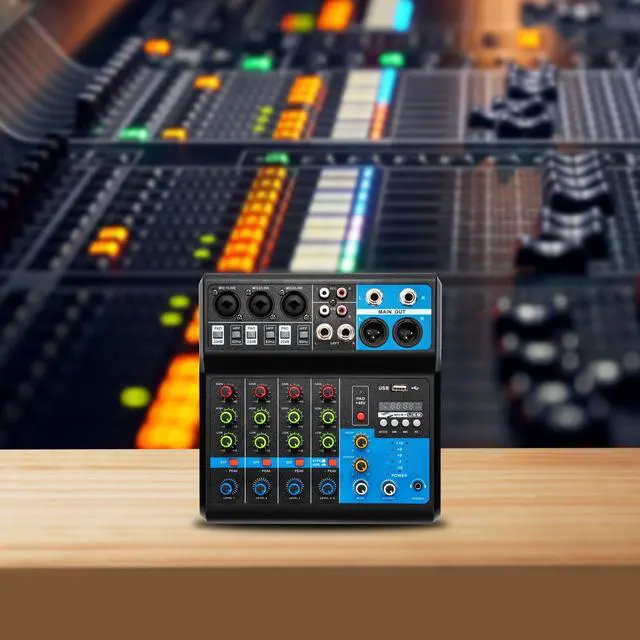 Alt view image 3 of 7 - Professional Mini Audio DJ Mixer, 5 Channel Bluetooth Controller Sound Board Console System, USB Interface, 2 XLR Mic/Line, MP3 Player w/48V Phantom For Karaoke Stereo live Studio Streaming Recording